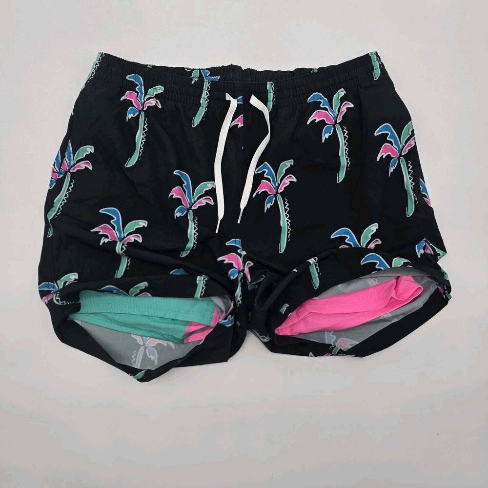 Chubbies Swim Trunks Mens Black Pink Palm Havana Shorts Boxer Liner